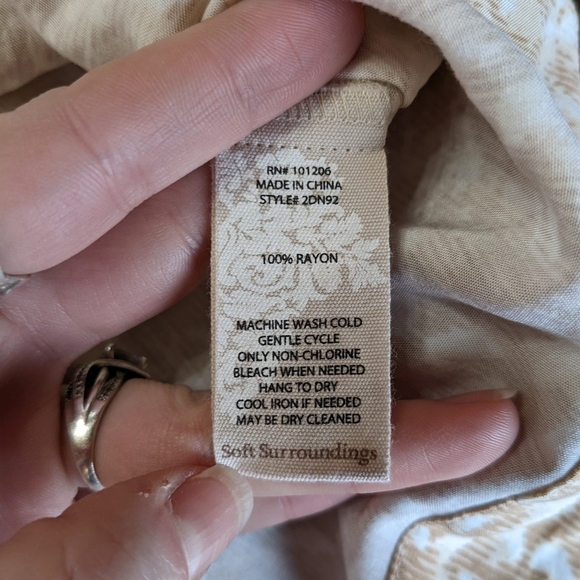 Soft Surroundings Adrienne tan/cream print mock neck - Picture 7 of 7